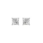 LADIES SOLITAIRE EARRINGS 1 1/2CT PRINCESS DIAMOND 14K WHITE GOLD (CENTER STONE PRINCESS DIAMOND 3/4CT)