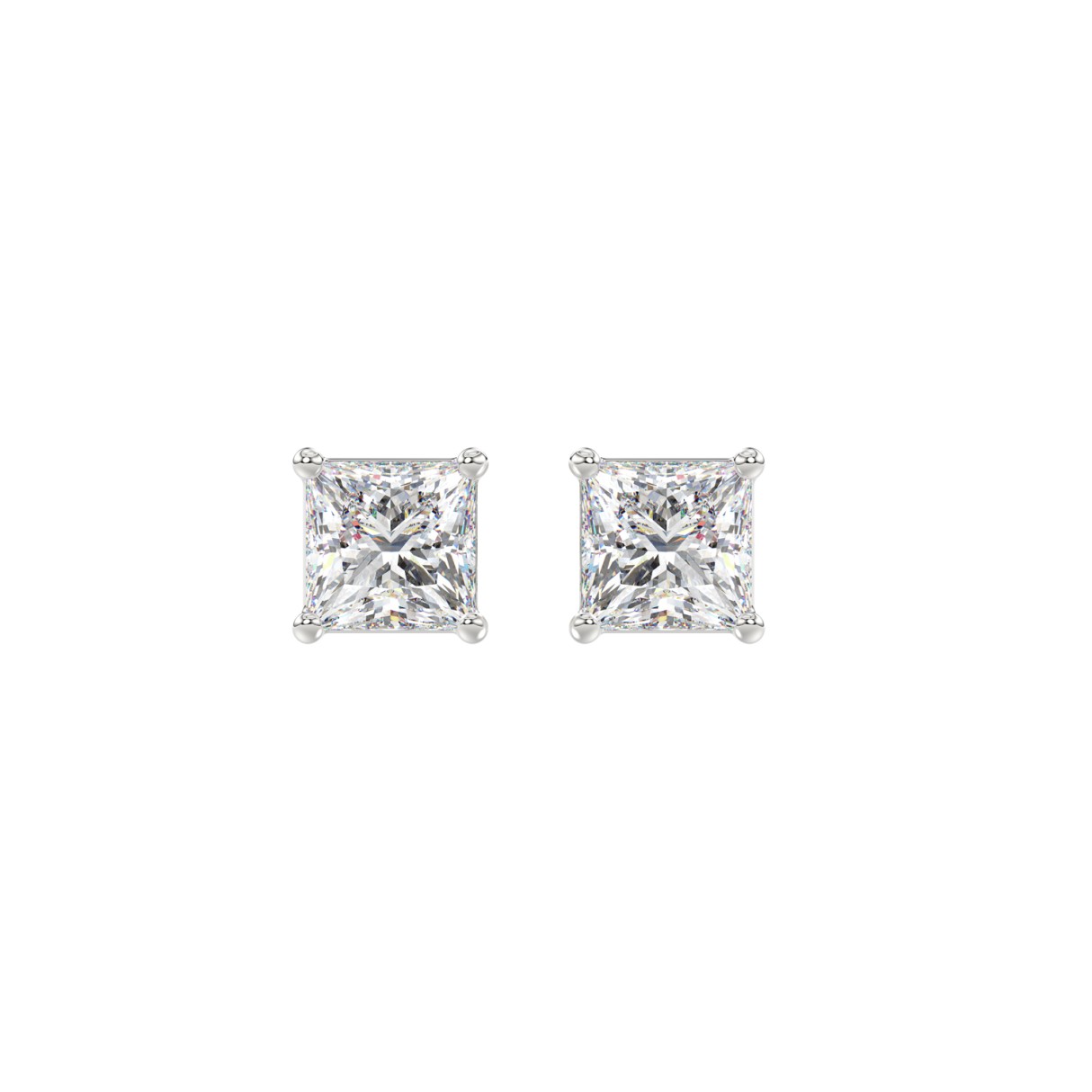 LADIES SOLITAIRE EARRINGS 1 1/2CT PRINCESS DIAMOND 14K WHITE GOLD (CENTER STONE PRINCESS DIAMOND 3/4CT) 1 LADIES SOLITAIRE EARRINGS 1 1/2CT PRINCESS DIAMOND 14K WHITE GOLD (CENTER STONE PRINCESS DIAMOND 3/4CT) - Image 1