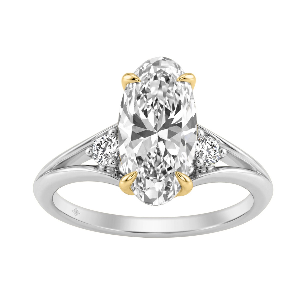 Elegance14K White/Yellow Gold Diamond Engagement Ring 2 1/4Ct Elongated Oval Center With Round Side Stones, Women Ring 2Ct ELONGATED Oval Center Ston 1 Elegance14K White/Yellow Gold Diamond Engagement Ring 2 1/4Ct Elongated Oval Center With Round Side Stones, Women Ring 2Ct ELONGATED Oval Center Ston - Image 1