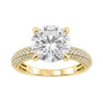 4 1/3Ct Round Brilliant Diamond Ring In 14K Yellow Gold Elegant Ladies Engagement Ring 4Ct Round Center Stone (Color F-G -Clarity Vs1/Vs2)
