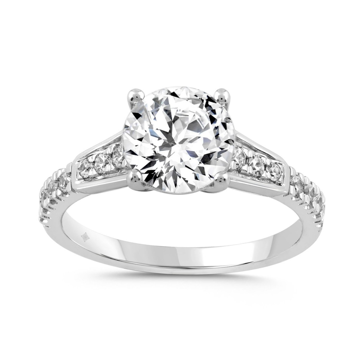 LADIES RING 2 1/4CT ROUND DIAMOND 14K WHITE GOLD (CENTER STONE ROUND DIAMOND 2.00CT) 1 LADIES RING 2 1/4CT ROUND DIAMOND 14K WHITE GOLD (CENTER STONE ROUND DIAMOND 2.00CT) - Image 1