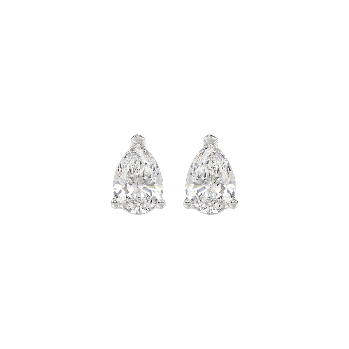 LADIES SOLITAIRE EARRINGS 1CT PEAR DIAMOND 14K WHITE GOLD 1 LADIES SOLITAIRE EARRINGS 1CT PEAR DIAMOND 14K WHITE GOLD - Image 1