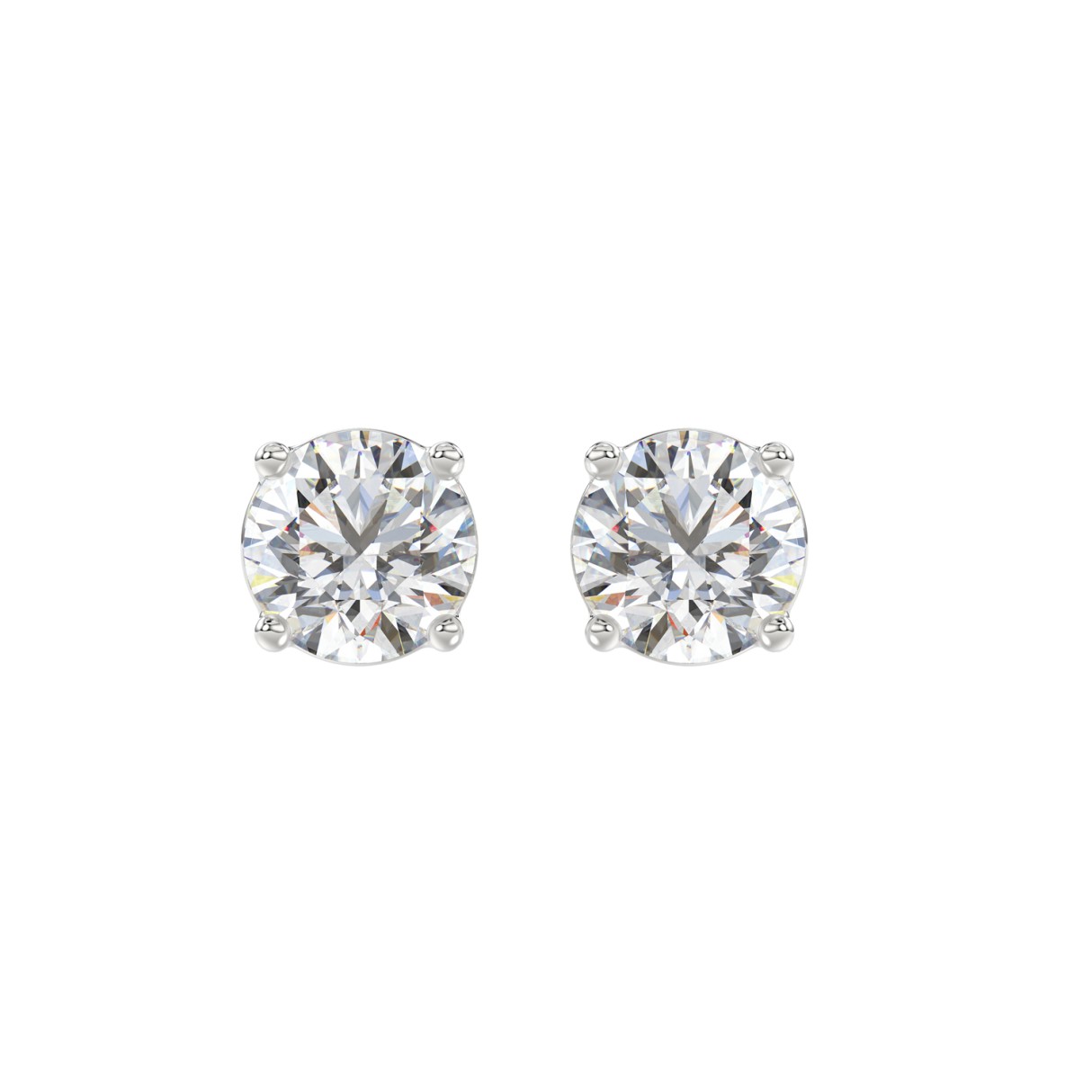 LADIES SOLITAIRE EARRINGS 3CT ROUND DIAMOND 14K WHITE GOLD (CENTER STONE ROUND DIAMOND 1 1/2CT) 1 LADIES SOLITAIRE EARRINGS 3CT ROUND DIAMOND 14K WHITE GOLD (CENTER STONE ROUND DIAMOND 1 1/2CT) - Image 1