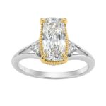 Luxury 14K White/Yellow Gold Diamond Engagement Ring 2 1/4Ct Elongated Cushion Center With Round Side Stones, Women Ring 2Ct Cushion Center Stone (Col