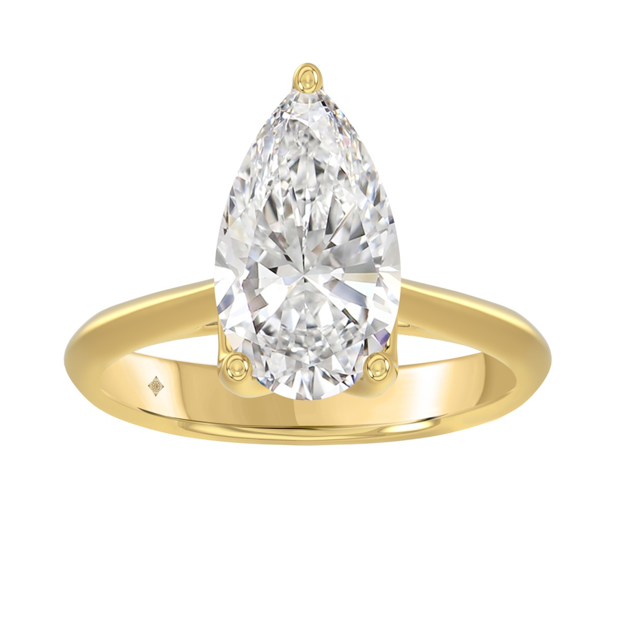 LADIES SOLITAIRE RING 4CT PEAR DIAMOND 14K YELLOW GOLD 1 LADIES SOLITAIRE RING 4CT PEAR DIAMOND 14K YELLOW GOLD - Image 1