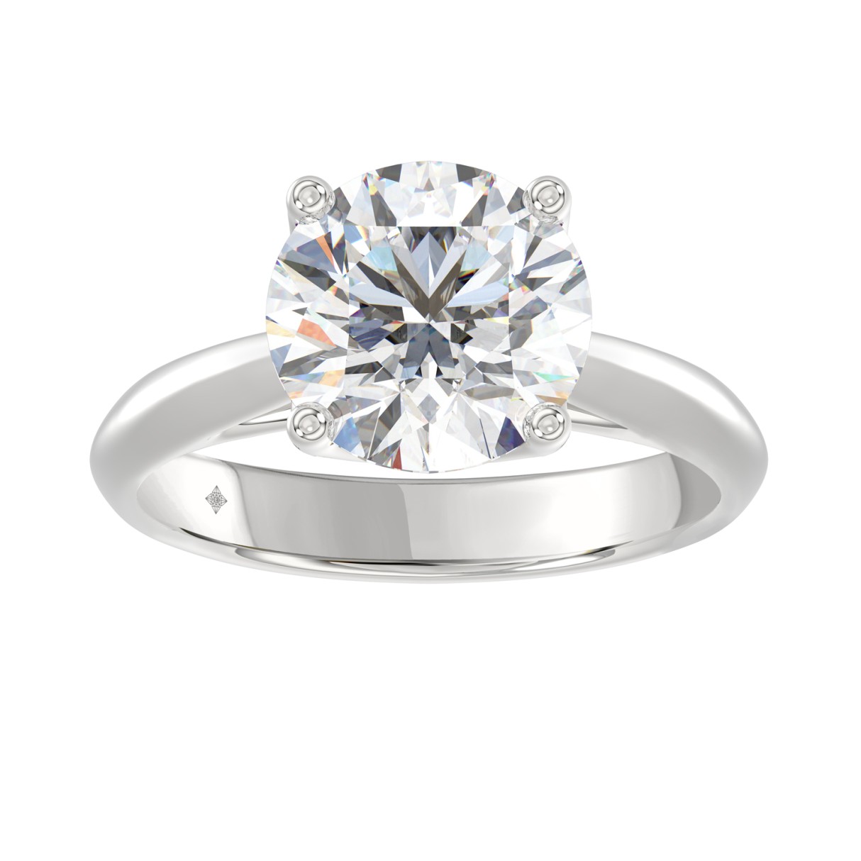 LADIES SOLITAIRE RING 4CT ROUND DIAMOND 14K WHITE GOLD 1 LADIES SOLITAIRE RING 4CT ROUND DIAMOND 14K WHITE GOLD - Image 1