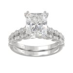Ladies 14K White Gold Ladies Elegance- Bridal Set 3 1/3CT Round & Radiant Diamond 3.00CT Radiant Center stone (Color F-G -Clarity VS1/VS2)