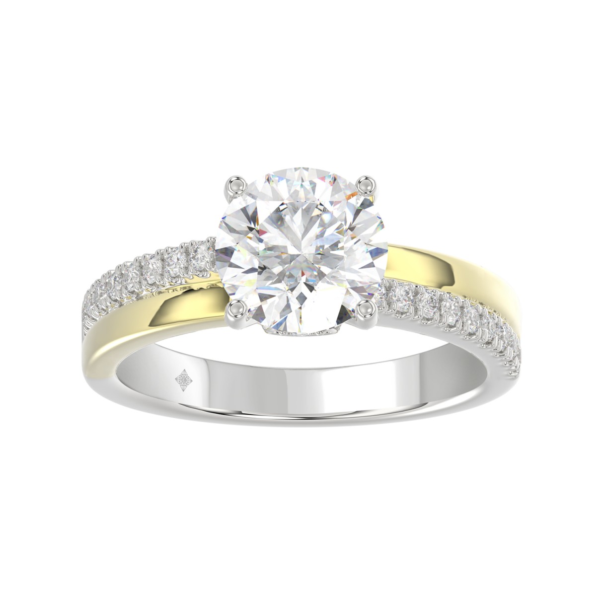 14K WHITE/YELLOW GOLD 2 1/4CT ROUND DIAMOND LADIES RING (CENTER STONE ROUND DIAMOND 2CT) 1 14K WHITE/YELLOW GOLD 2 1/4CT ROUND DIAMOND LADIES RING (CENTER STONE ROUND DIAMOND 2CT) - Image 1