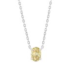 14K WHITE GOLD 1.00CT YELLOW OVAL DIAMOND LADIES NECKLACE