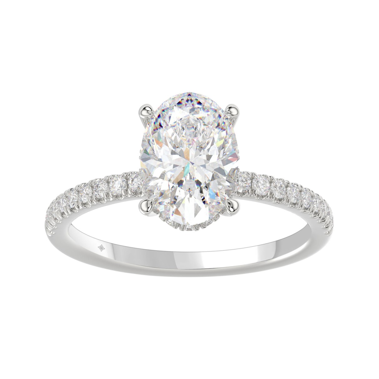 14K WHITE GOLD 2 1/5CT ROUND/OVAL DIAMOND LADIES RING (CENTER STONE OVAL DIAMOND 2CT) 1 14K WHITE GOLD 2 1/5CT ROUND/OVAL DIAMOND LADIES RING (CENTER STONE OVAL DIAMOND 2CT) - Image 1
