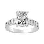 14K WHITE GOLD 3 1/2CT ROUND/BAGUETTE/RADIANT DIAMOND LADIES RING
