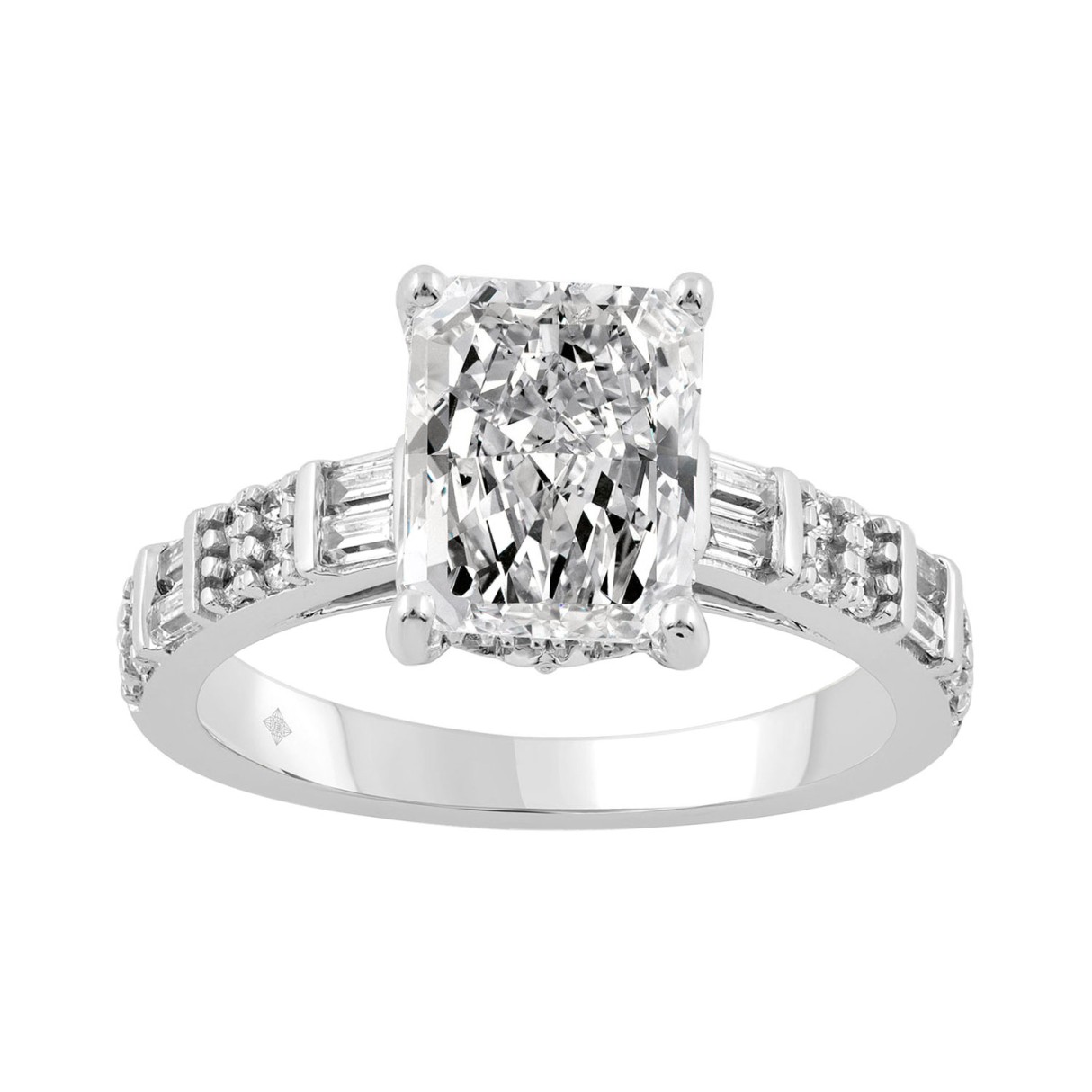 14K WHITE GOLD 3 1/2CT ROUND/BAGUETTE/RADIANT DIAMOND LADIES RING 1 14K WHITE GOLD 3 1/2CT ROUND/BAGUETTE/RADIANT DIAMOND LADIES RING - Image 1
