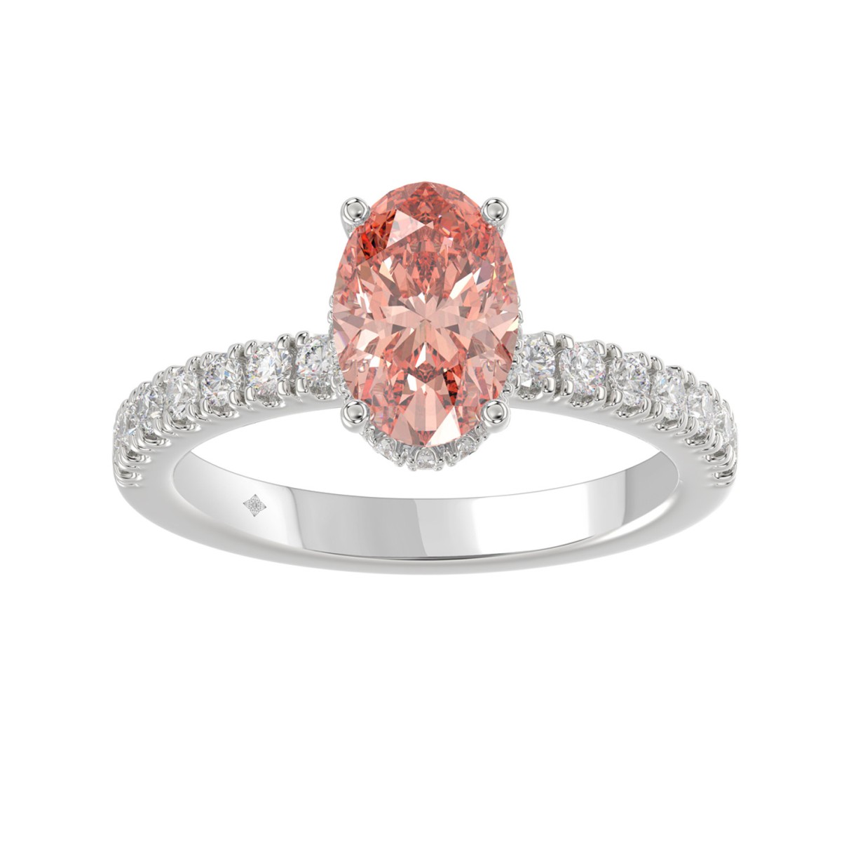 ETERNAL BLUSH COLLECTION 14K WHITE GOLD 2 1/2CT ROUND/OVAL DIAMOND LADIES RING(CENTER STONE PINK OVAL DIAMOND 2CT) 1 ETERNAL BLUSH COLLECTION 14K WHITE GOLD 2 1/2CT ROUND/OVAL DIAMOND LADIES RING(CENTER STONE PINK OVAL DIAMOND 2CT) - Image 1