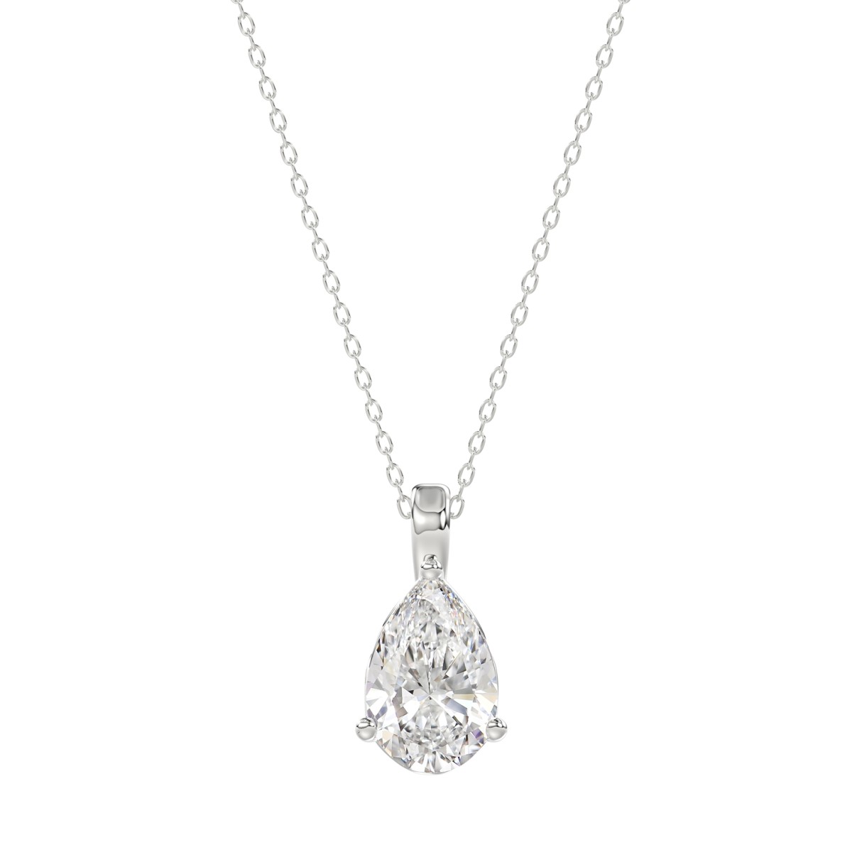 LADIES SOLITAIRE PENDANT WITH CHAIN 1CT PEAR DIAMOND 14K WHITE GOLD 1 LADIES SOLITAIRE PENDANT WITH CHAIN 1CT PEAR DIAMOND 14K WHITE GOLD - Image 1