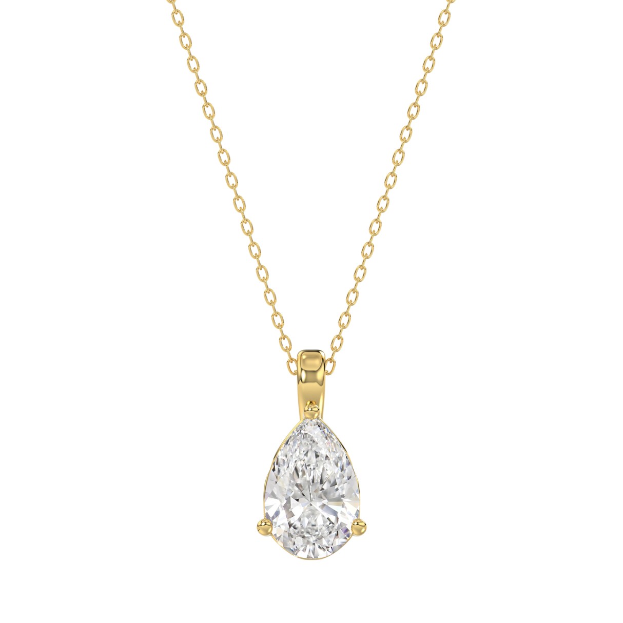 LADIES SOLITAIRE PENDANT WITH CHAIN 1CT PEAR DIAMOND 14K YELLOW GOLD 1 LADIES SOLITAIRE PENDANT WITH CHAIN 1CT PEAR DIAMOND 14K YELLOW GOLD - Image 1