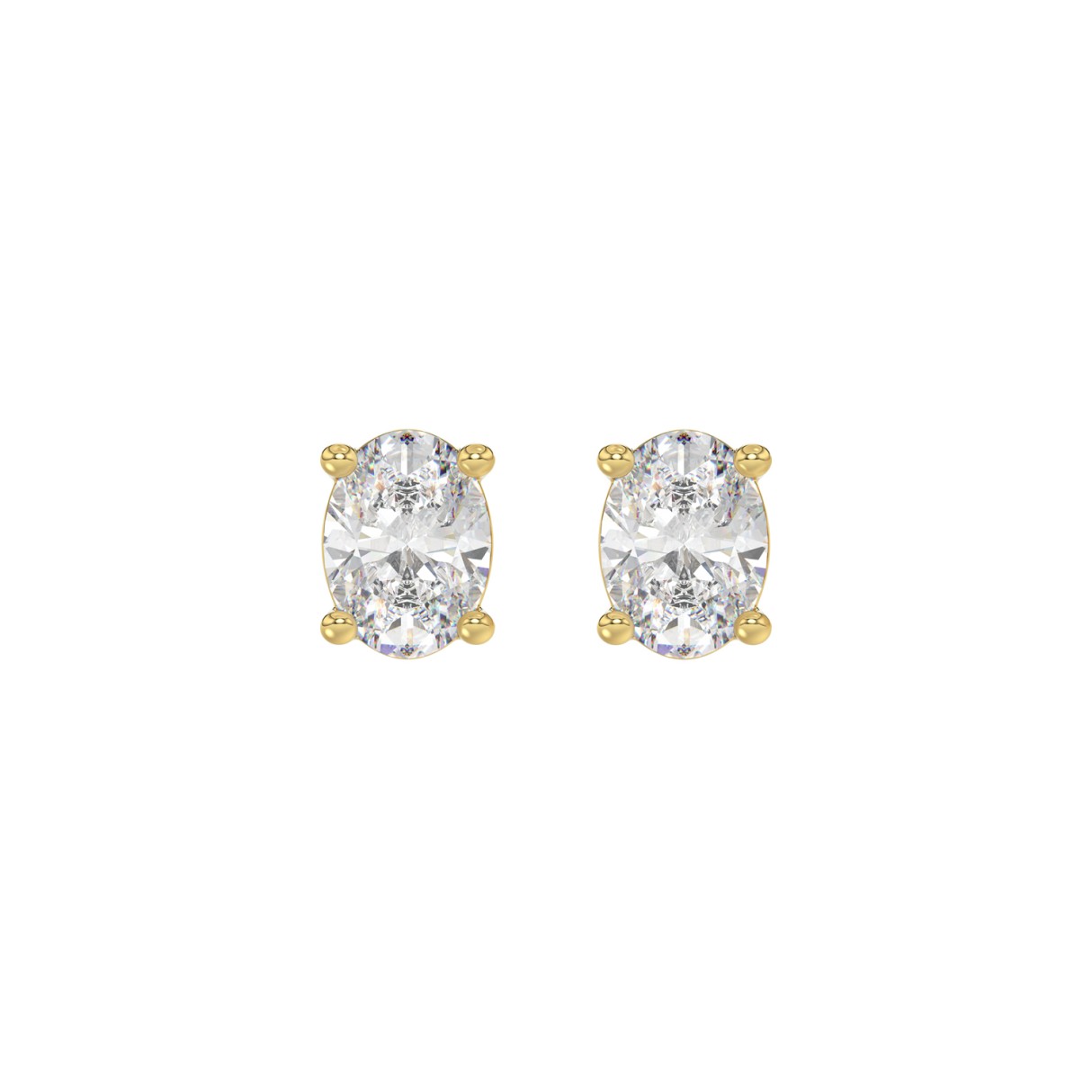 LADIES SOLITAIRE EARRINGS 1 1/2CT OVAL DIAMOND 14K YELLOW GOLD 1 LADIES SOLITAIRE EARRINGS 1 1/2CT OVAL DIAMOND 14K YELLOW GOLD - Image 1