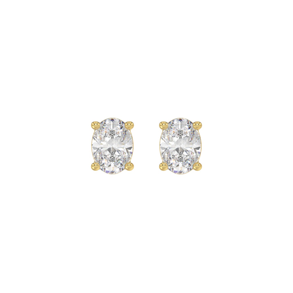 LADIES SOLITAIRE EARRINGS 1CT OVAL DIAMOND 14K YELLOW GOLD 1 LADIES SOLITAIRE EARRINGS 1CT OVAL DIAMOND 14K YELLOW GOLD - Image 1