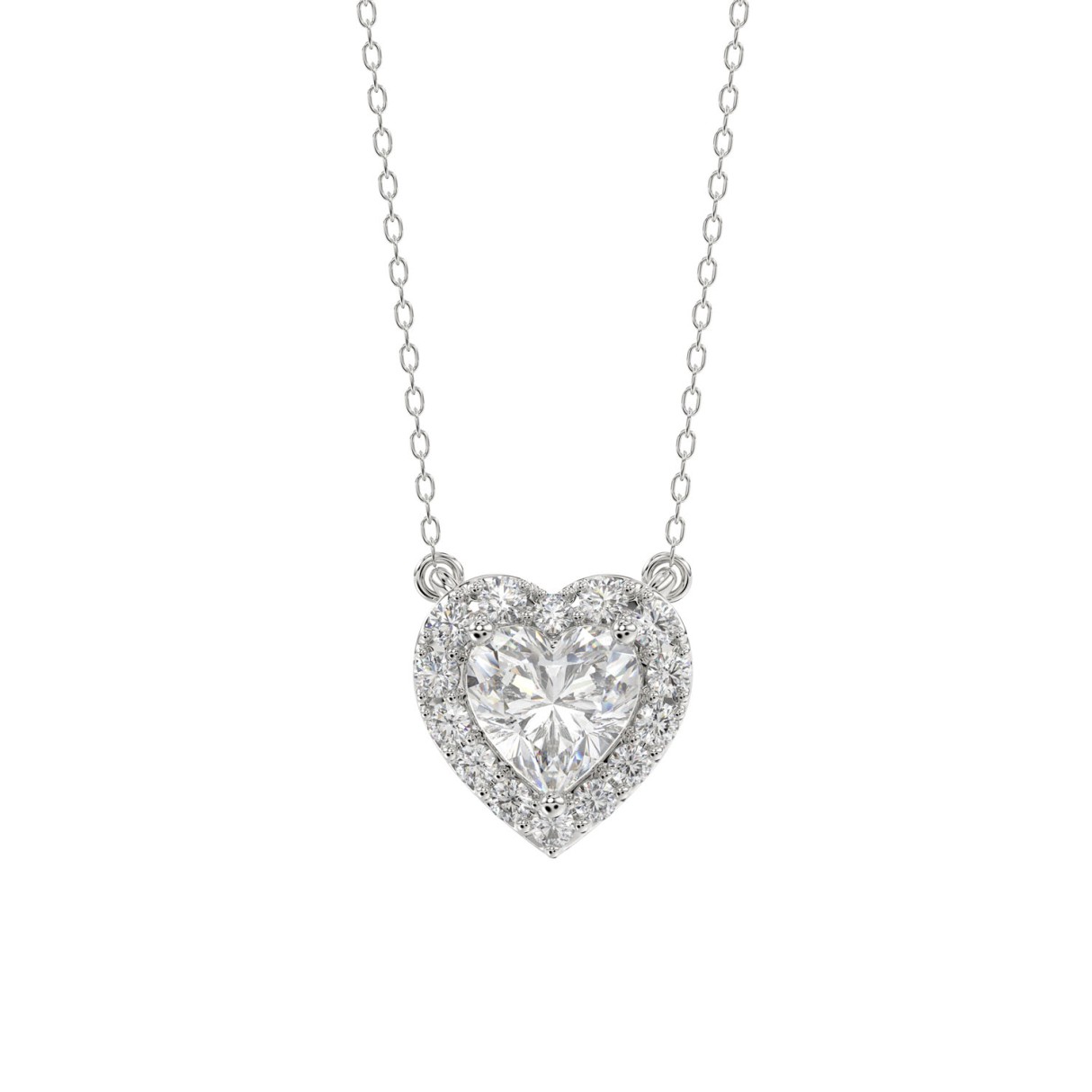 LADIES NECKLACE 1 1/4CT ROUND DIAMOND 14K WHITE GOLD (CENTER STONE HEART DIAMOND 1CT) 1 LADIES NECKLACE 1 1/4CT ROUND DIAMOND 14K WHITE GOLD (CENTER STONE HEART DIAMOND 1CT) - Image 1