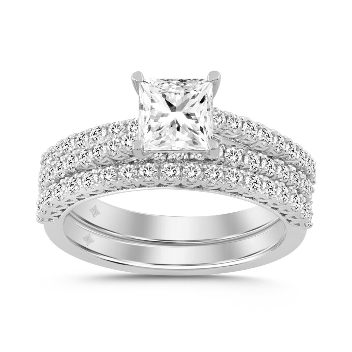 14K WHITE GOLD 1 3/4CT ROUND/PRINCESS DIAMOND LADIES BRIDAL SET 1 14K WHITE GOLD 1 3/4CT ROUND/PRINCESS DIAMOND LADIES BRIDAL SET - Image 1