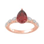 14K ROSE GOLD 3.00CT ROUND/RUBY PEAR/MARQUISE DIAMOND LADIES RING (CENTER STONE PEAR RUBY DIAMOND 2 1/4CT)
