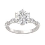 Luxury 14K White Gold Bridal Ring for Ladies 3 3/4CT Round & Marquise Cut Diamonds 3.00CT Round Center stone (Color F-G -Clarity VS1/VS2)