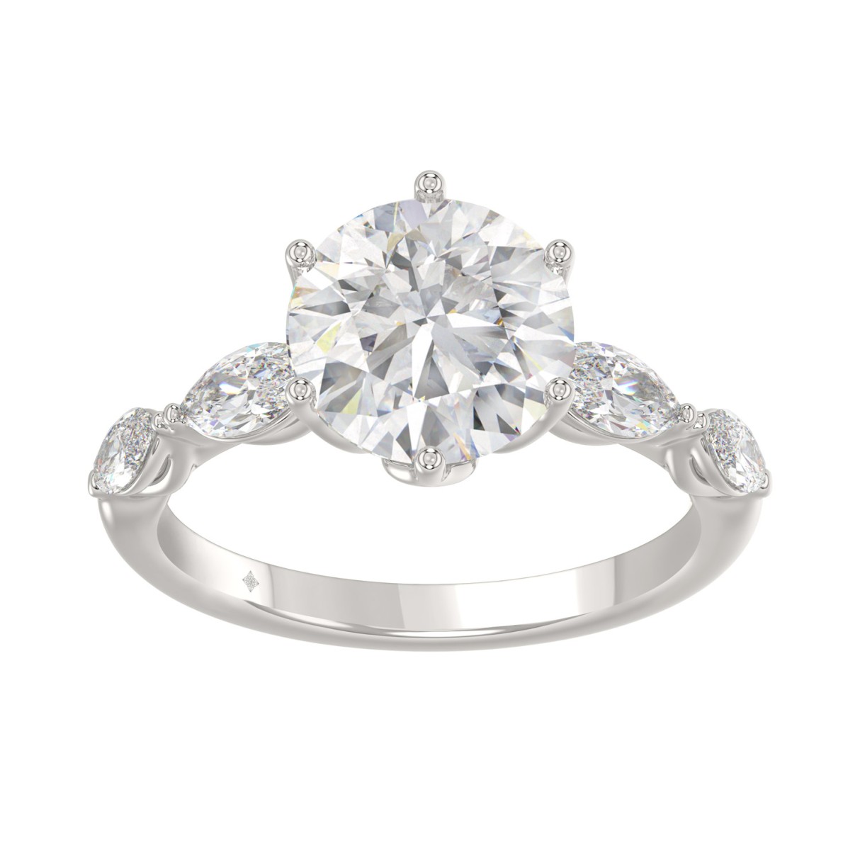 Luxury 14K White Gold Bridal Ring for Ladies 3 3/4CT Round & Marquise Cut Diamonds 3.00CT Round Center stone (Color F-G -Clarity VS1/VS2) 1 Luxury 14K White Gold Bridal Ring for Ladies 3 3/4CT Round & Marquise Cut Diamonds 3.00CT Round Center stone (Color F-G -Clarity VS1/VS2) - Image 1