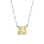14K WHITE GOLD 1.00CT CUSHION YELLOW DIAMOND LADIES NECKLACE