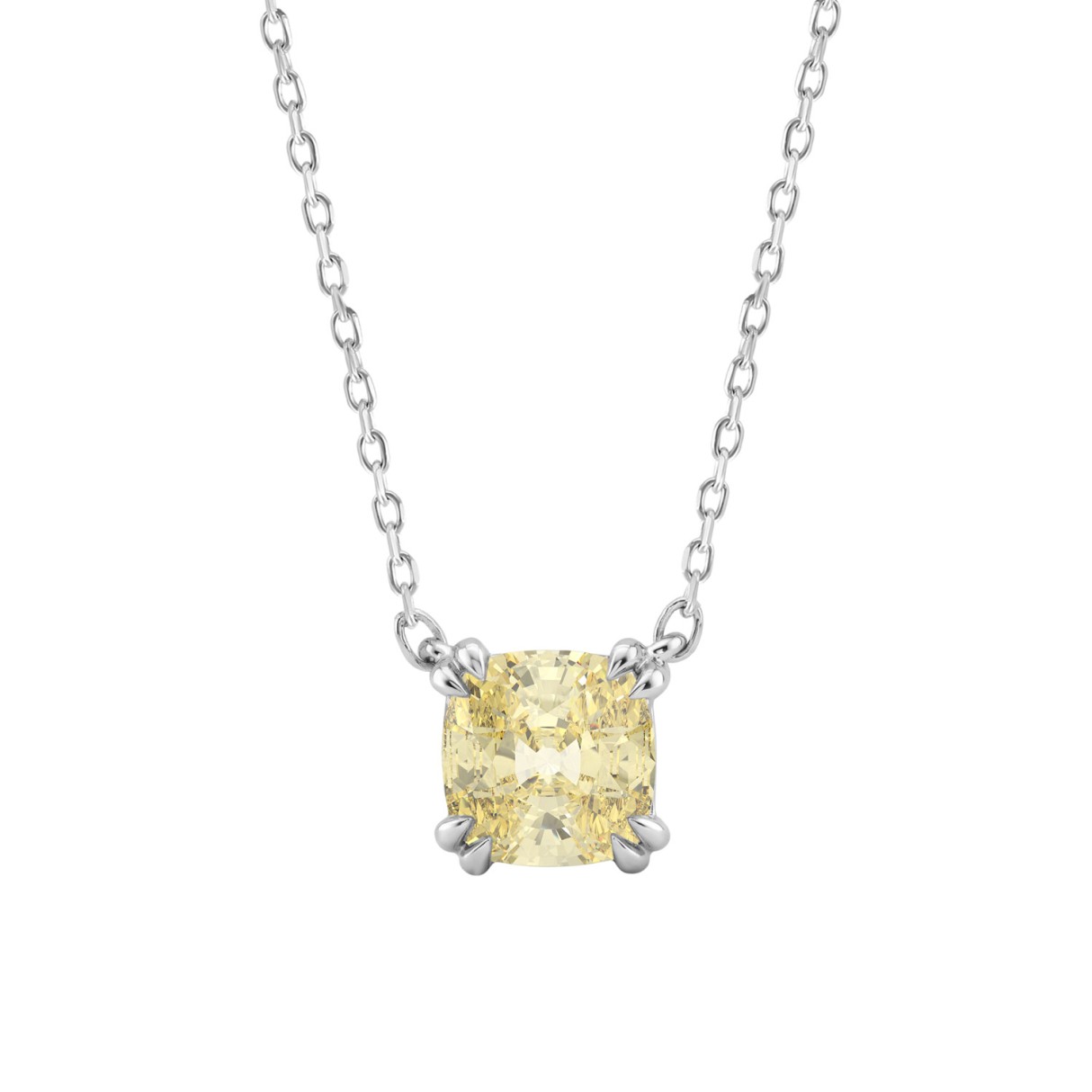 14K WHITE GOLD 1.00CT CUSHION YELLOW DIAMOND LADIES NECKLACE 1 14K WHITE GOLD 1.00CT CUSHION YELLOW DIAMOND LADIES NECKLACE - Image 1