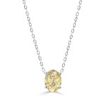 14K WHITE GOLD 1.00CT YELLOW OVAL DIAMOND LADIES NECKLACE