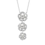 14K WHITE GOLD 1/3CT ROUND/PEARL DIAMOND LADIES NECKLACE