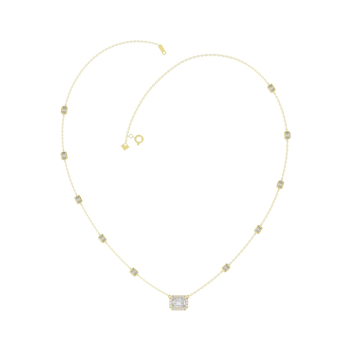 14K YELLOW GOLD 2 1/4CT ROUND/EMERALD DIAMOND LADIES NECKLACE 1 14K YELLOW GOLD 2 1/4CT ROUND/EMERALD DIAMOND LADIES NECKLACE - Image 1