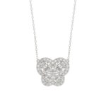 Elegant 14K White Gold Butterfly Necklace Featuring 1.00 Ct Lab Grown Round And Pear Diamonds. A Timeless Gift For Women And Everyday Luxury.