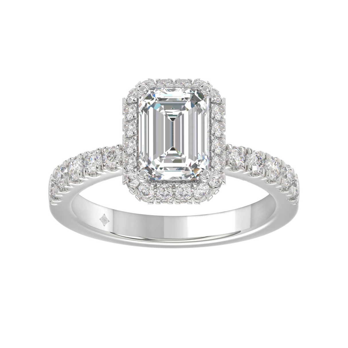 14K WHITE GOLD 4.00CT ROUND/EMERALD DIAMOND LADIES RING (CENTER STONE EMERALD DIAMOND 3.00CT) 1 14K WHITE GOLD 4.00CT ROUND/EMERALD DIAMOND LADIES RING (CENTER STONE EMERALD DIAMOND 3.00CT) - Image 1
