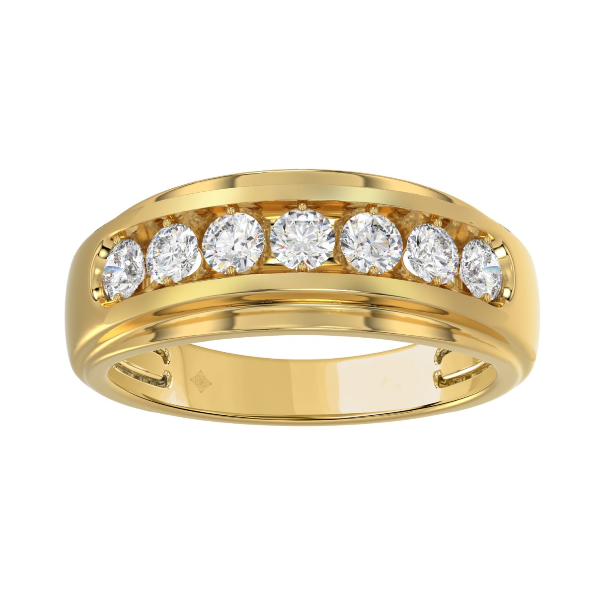 14K YELLOW GOLD 1.00CT ROUND DIAMOND MEN'S BAND 1 14K YELLOW GOLD 1.00CT ROUND DIAMOND MEN'S BAND - Image 1
