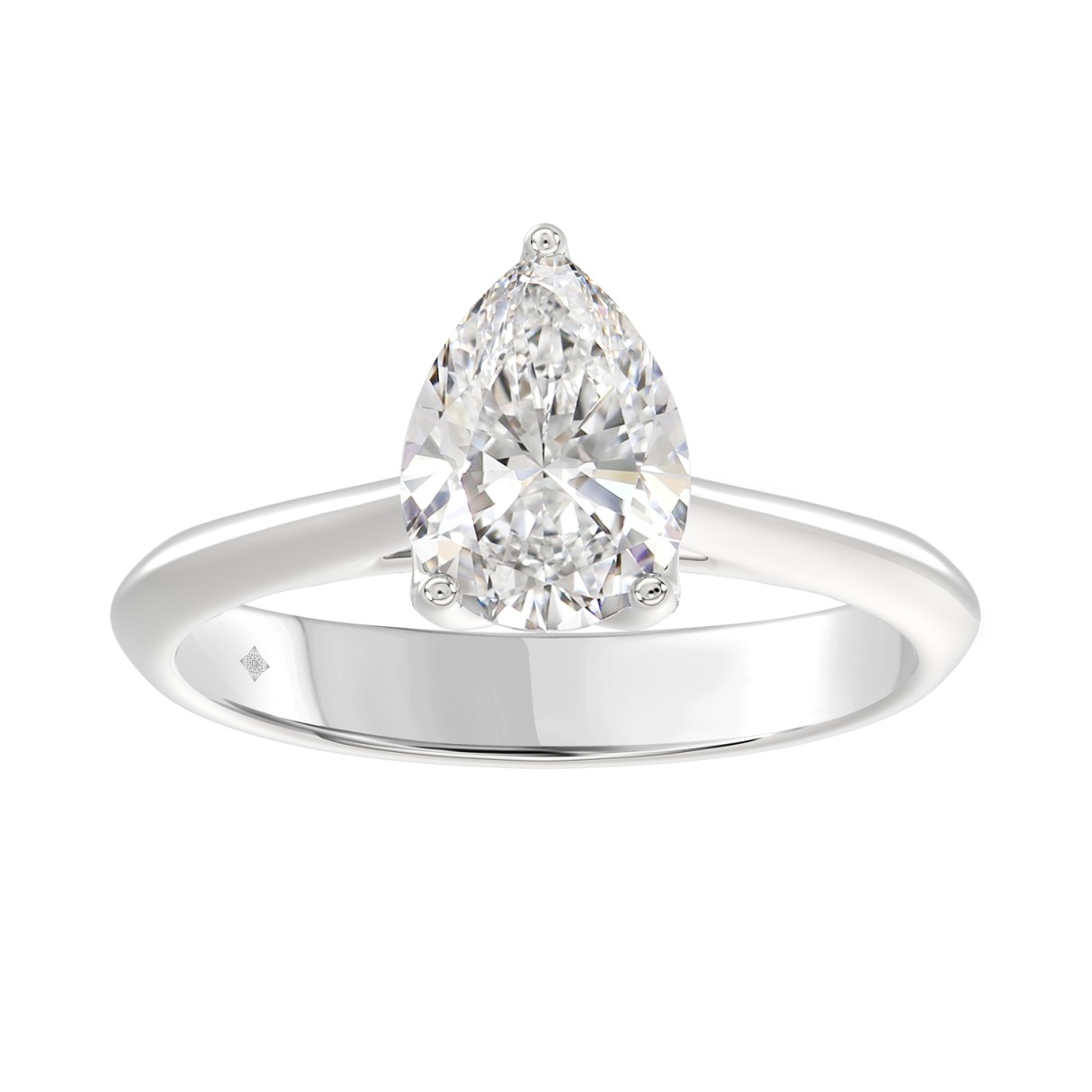 LADIES SOLITAIRE RING 2CT PEAR DIAMOND 14K WHITE GOLD 1 LADIES SOLITAIRE RING 2CT PEAR DIAMOND 14K WHITE GOLD - Image 1
