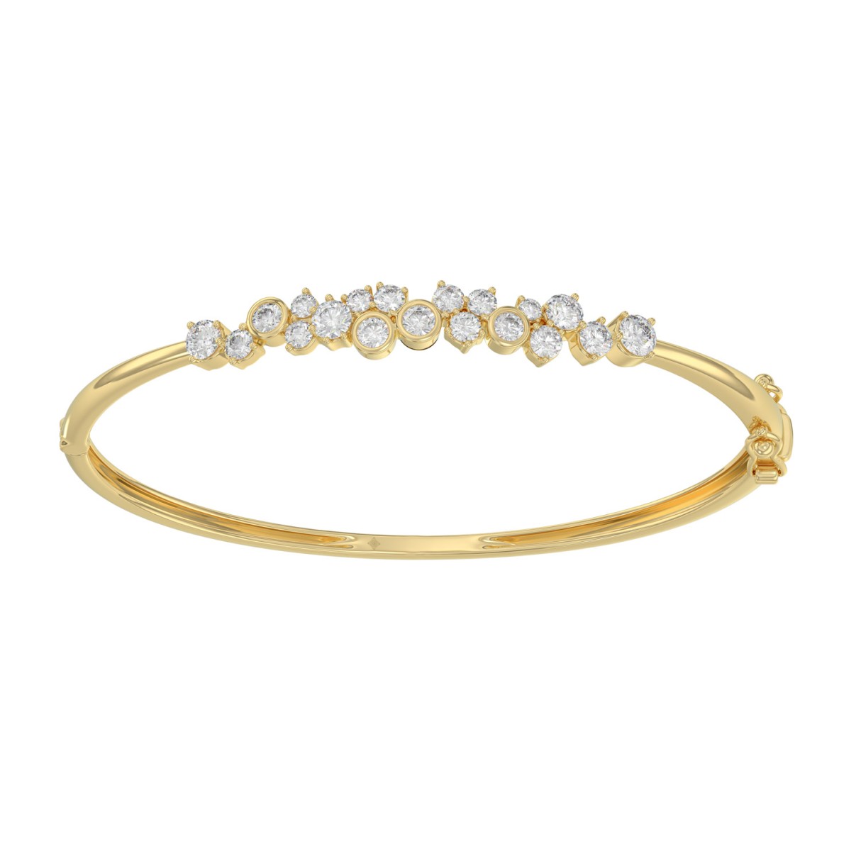 14K Yellow Gold Ladies Flexible Bangle 1 3/4CT Round Cut Diamonds (Color F-G -Clarity VS1/VS2) 1 14K Yellow Gold Ladies Flexible Bangle 1 3/4CT Round Cut Diamonds (Color F-G -Clarity VS1/VS2) - Image 1