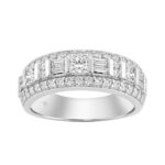 14K WHITE GOLD 1 1/4CT ROUND/BAGUETTE/PRINCESS DIAMOND LADIES BAND