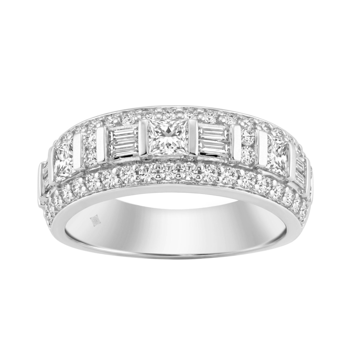14K WHITE GOLD 1 1/4CT ROUND/BAGUETTE/PRINCESS DIAMOND LADIES BAND 1 14K WHITE GOLD 1 1/4CT ROUND/BAGUETTE/PRINCESS DIAMOND LADIES BAND - Image 1