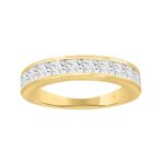 14K Yellow Gold 1 1/2Ct Princess Cut Diamond Ladies Wedding Band Ring