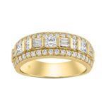 14K YELLOW GOLD 1 1/4CT ROUND/BAGUETTE/PRINCESS DIAMOND LADIES BAND