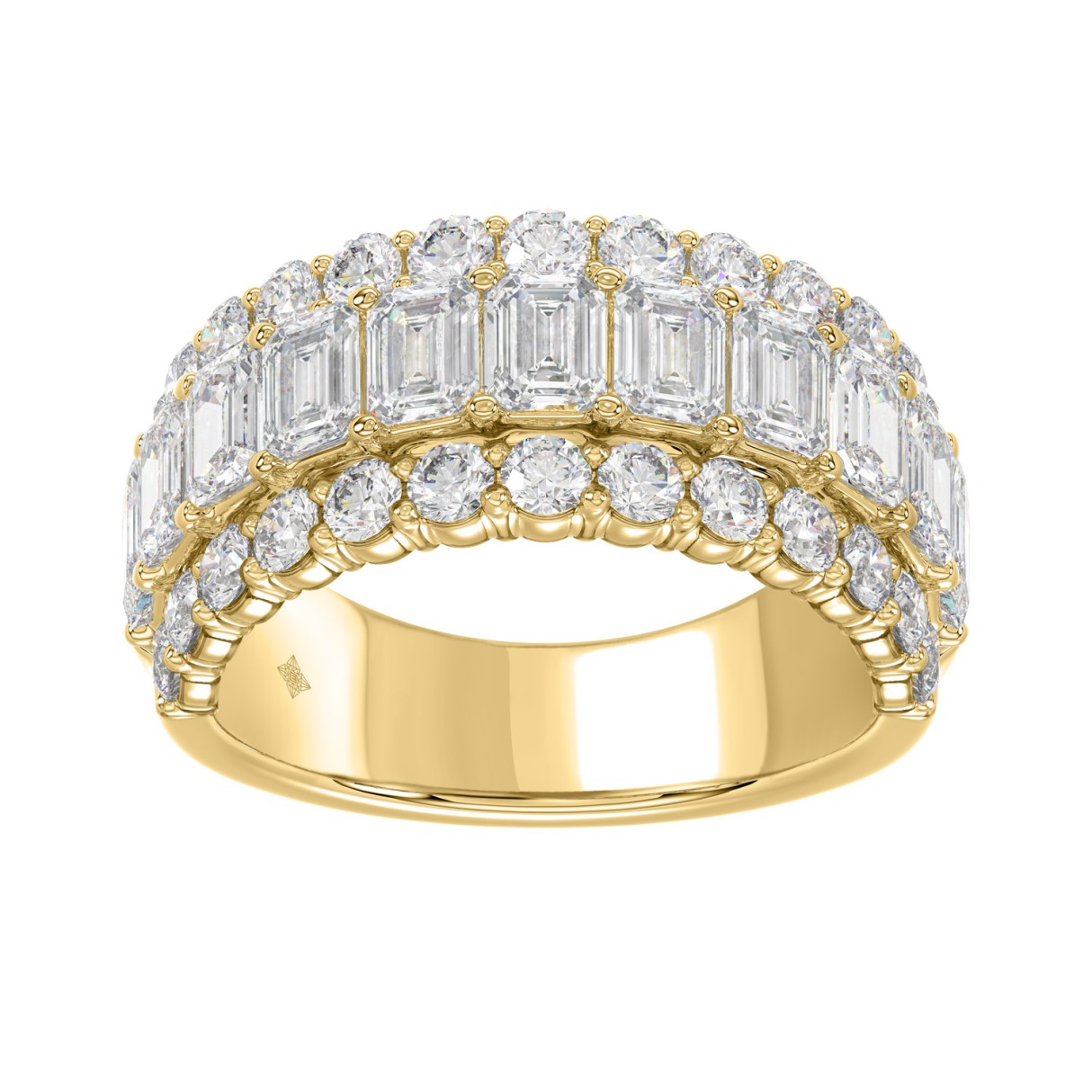 LADIES BAND 3 1/2CT ROUND/EMERALD DIAMOND 14K YELLOW GOLD 1 LADIES BAND 3 1/2CT ROUND/EMERALD DIAMOND 14K YELLOW GOLD - Image 1