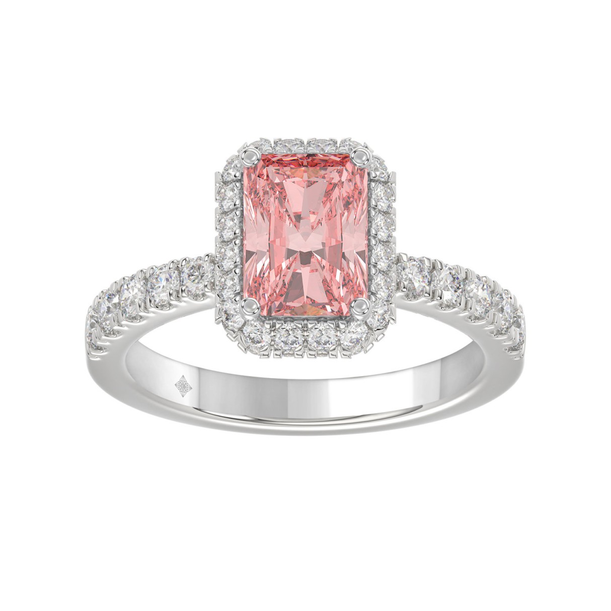 ETERNAL BLUSH COLLECTION 14K WHITE GOLD 4.00CT ROUND/RADIANT DIAMOND LADIES RING (CENTER STONE PINK RADIANT DIAMOND 3.00CT) 1 ETERNAL BLUSH COLLECTION 14K WHITE GOLD 4.00CT ROUND/RADIANT DIAMOND LADIES RING (CENTER STONE PINK RADIANT DIAMOND 3.00CT) - Image 1