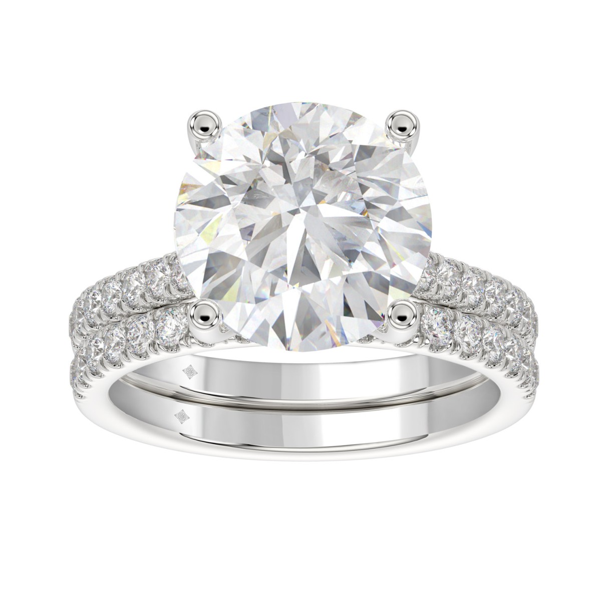 LADIES BRIDAL SET 5 1/2CT ROUND DIAMOND 14K WHITE GOLD (CENTER STONE ROUND DIAMOND 5CT ) 1 LADIES BRIDAL SET 5 1/2CT ROUND DIAMOND 14K WHITE GOLD (CENTER STONE ROUND DIAMOND 5CT ) - Image 1