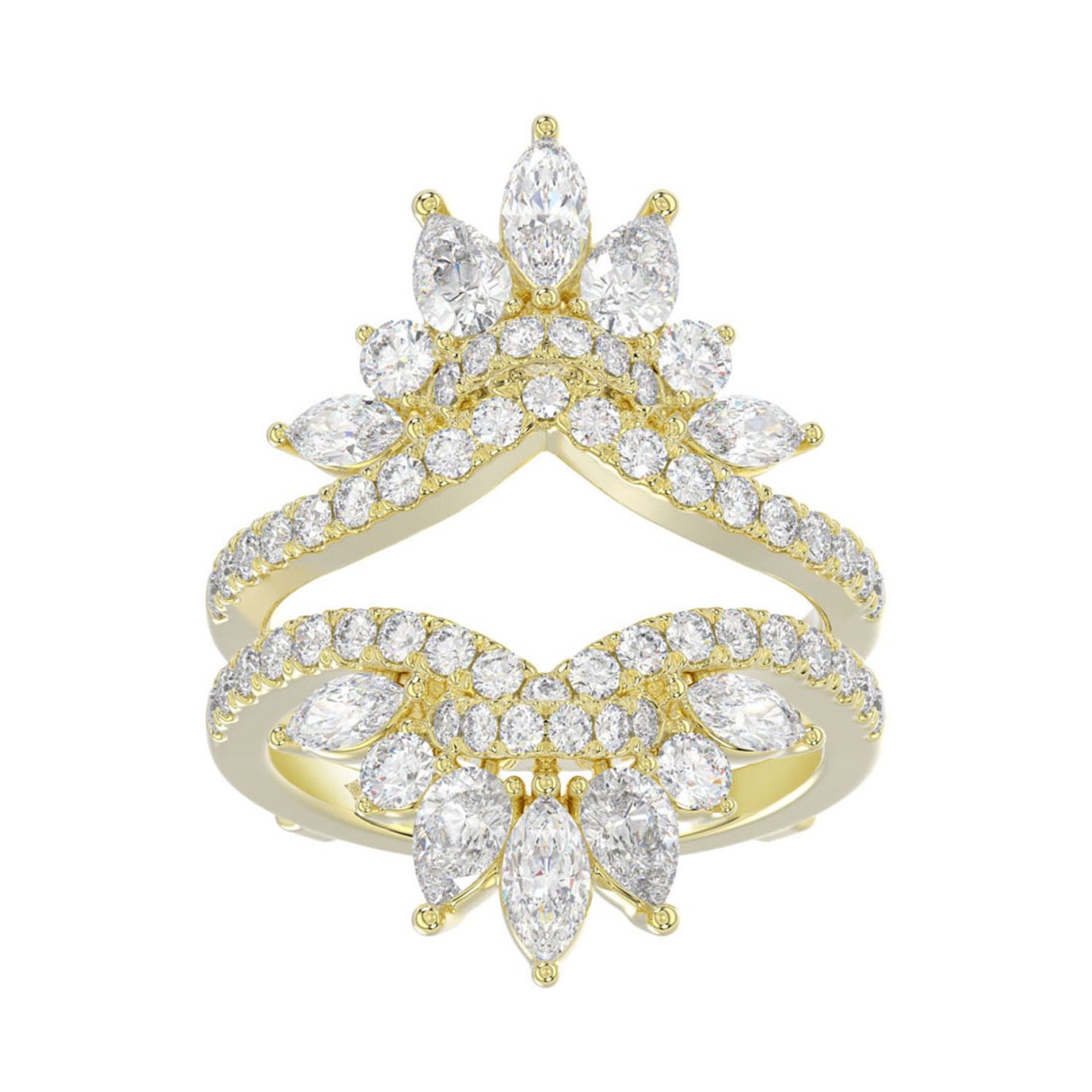 LADIES ENHANCERS RING 2 1/4CT ROUND/PEAR/MARQUISE DIAMOND 14K YELLOW GOLD 1 LADIES ENHANCERS RING 2 1/4CT ROUND/PEAR/MARQUISE DIAMOND 14K YELLOW GOLD - Image 1