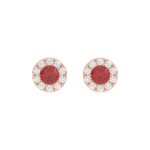 LADIES EARRINGS 5/8CT ROUND/RUBY DIAMOND 14K ROSE GOLD (CENTER STONE RUBY DIAMOND 3/4CT)