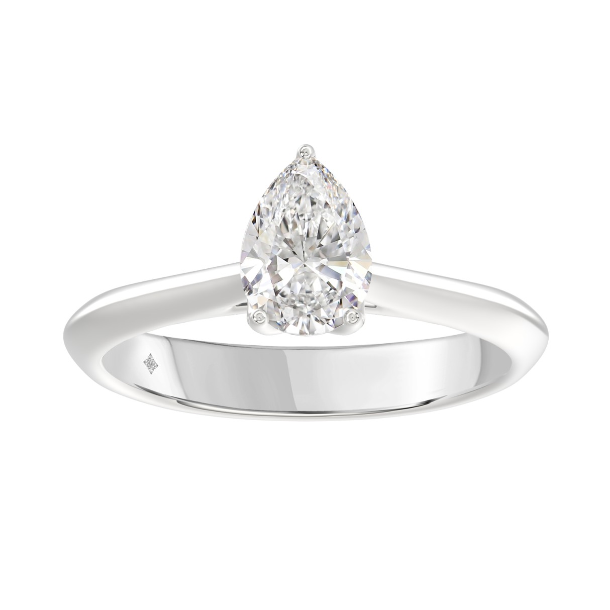 LADIES SOLITAIRE RING 1CT PEAR DIAMOND 14K WHITE GOLD 1 LADIES SOLITAIRE RING 1CT PEAR DIAMOND 14K WHITE GOLD - Image 1