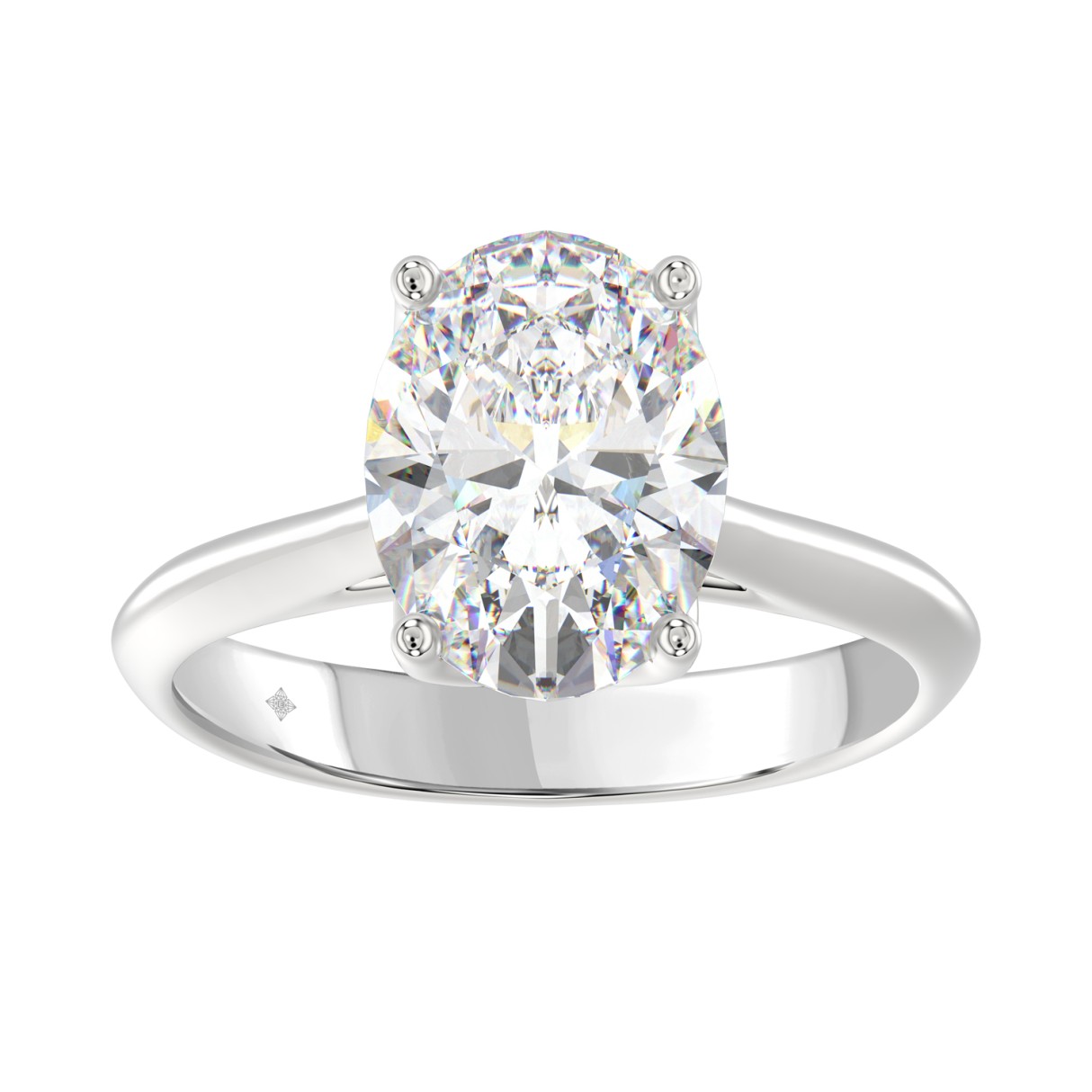 LADIES SOLITAIRE RING 4CT OVAL DIAMOND 14K WHITE GOLD 1 LADIES SOLITAIRE RING 4CT OVAL DIAMOND 14K WHITE GOLD - Image 1