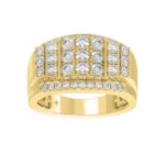 MEN'S RING 2.00CT ROUND DIAMOND 14K YELLOW GOLD