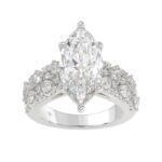 Luxury 14K White Gold Diamond Ring 6 1/4Ct Marquise Center Stone With Pear & Round Diamonds, Women Fashion Engagement Ring (Color F-G -Clarity Vs1