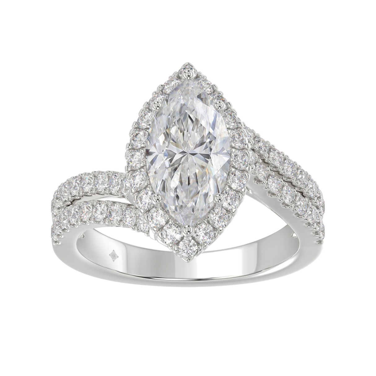 14K WHITE GOLD 2 3/4CT ROUND/MARQUISE DIAMOND LADIES RING (CENTER STONE MARQUISE DIAMOND 2CT) 1 14K WHITE GOLD 2 3/4CT ROUND/MARQUISE DIAMOND LADIES RING (CENTER STONE MARQUISE DIAMOND 2CT) - Image 1